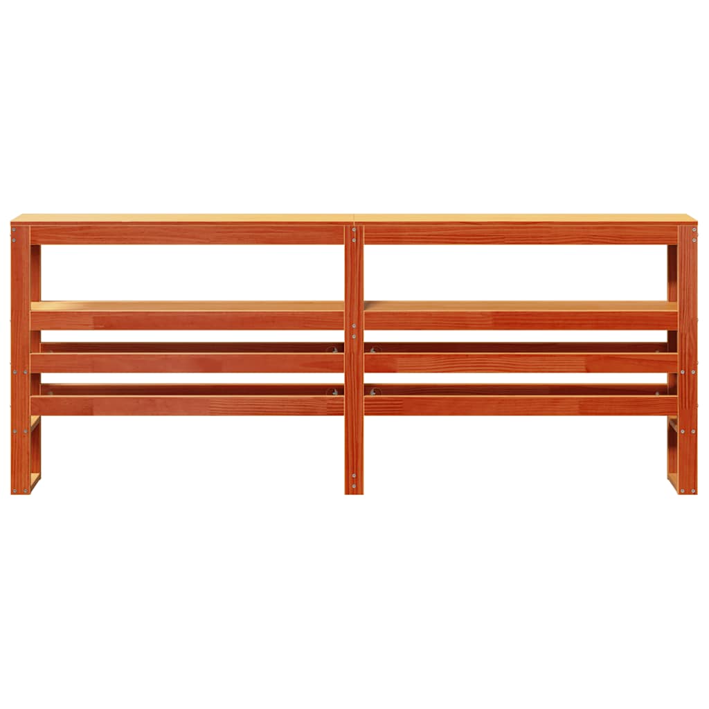 Headboard with Shelves Wax Brown 200 cm Solid Pine Wood