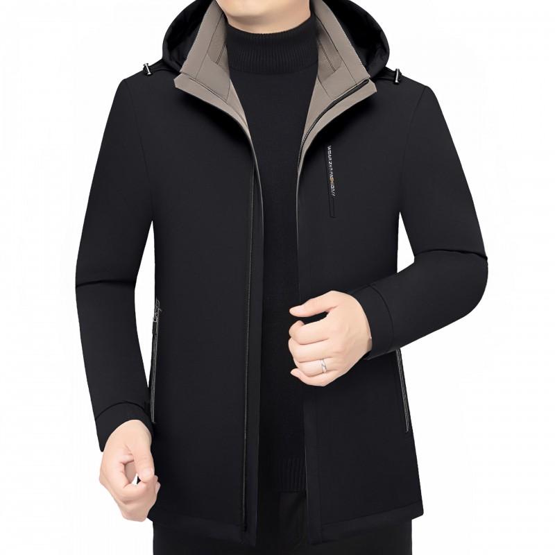 Mens Winter Hooded Parka With Removable Inner Liner Thick Warm Windproof Duck Down Jacket