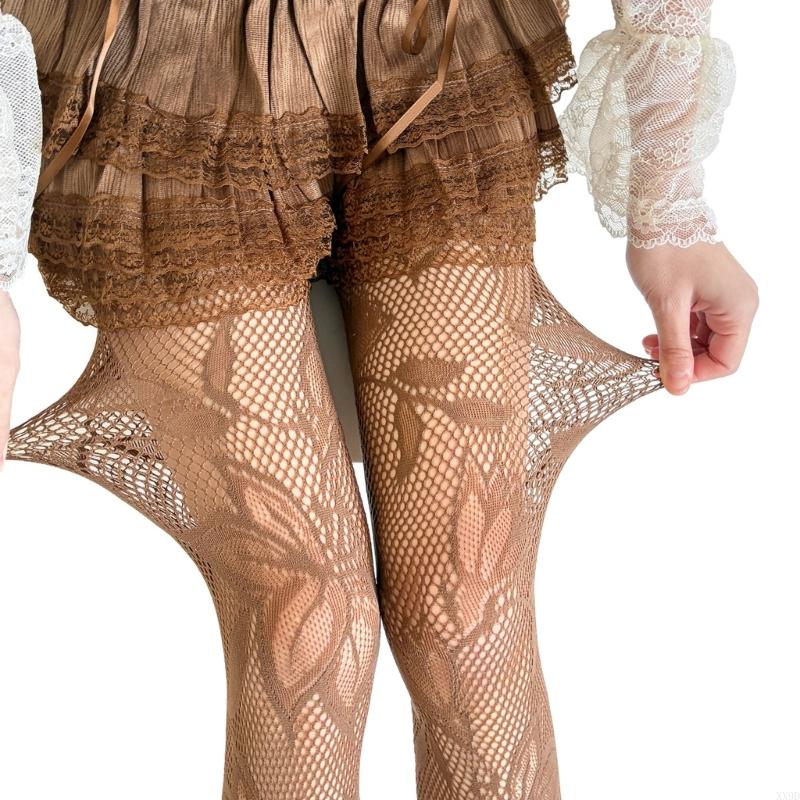 Модные женские сетчатые колготки с цветочным узором, прозрачные чулки-колготки для повседневного ношения и вечерних выходов