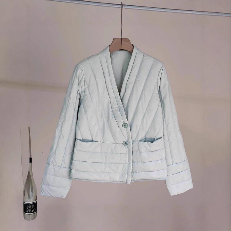 Женская короткая легкая пуховая куртка на белом утином пуху, теплая куртка с воротником, повседневная