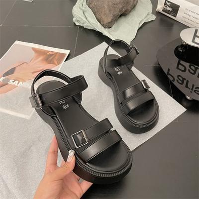 Модные сандалии на танкетке для женщин, повседневная открытая обувь на плоской подошве, стиль гладиатора, лето 2024