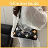 And Flower Fashion Chain Decoration Stone Texture Women Casual Shoulder Bag