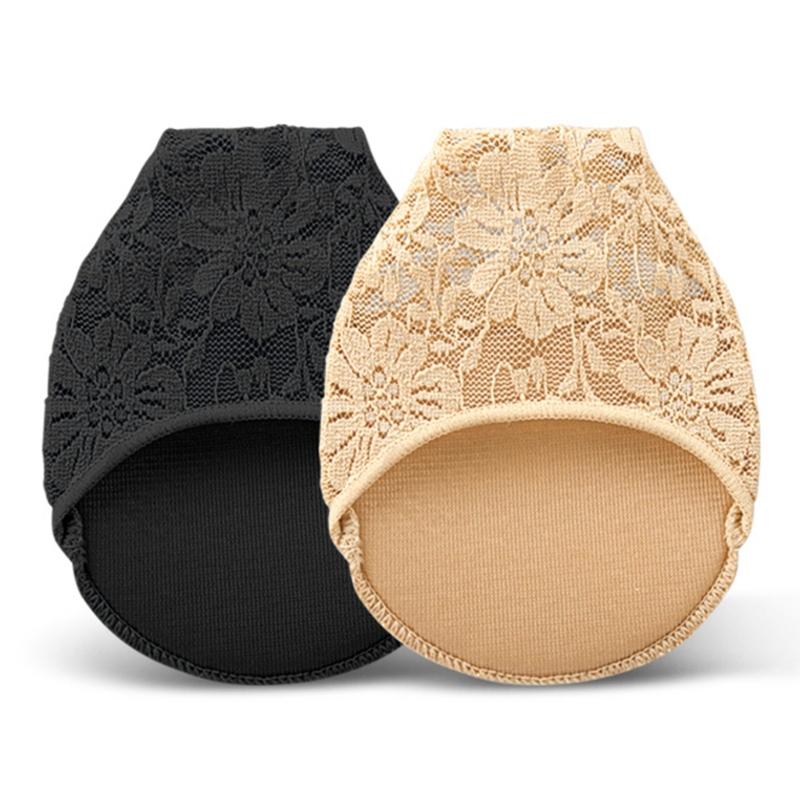 1 Pair Half Toe Socks Women Lace Toe Topper Socks No Show Liner Invisible Toeless Socks Forefoot Non-Slip Insoles Pads