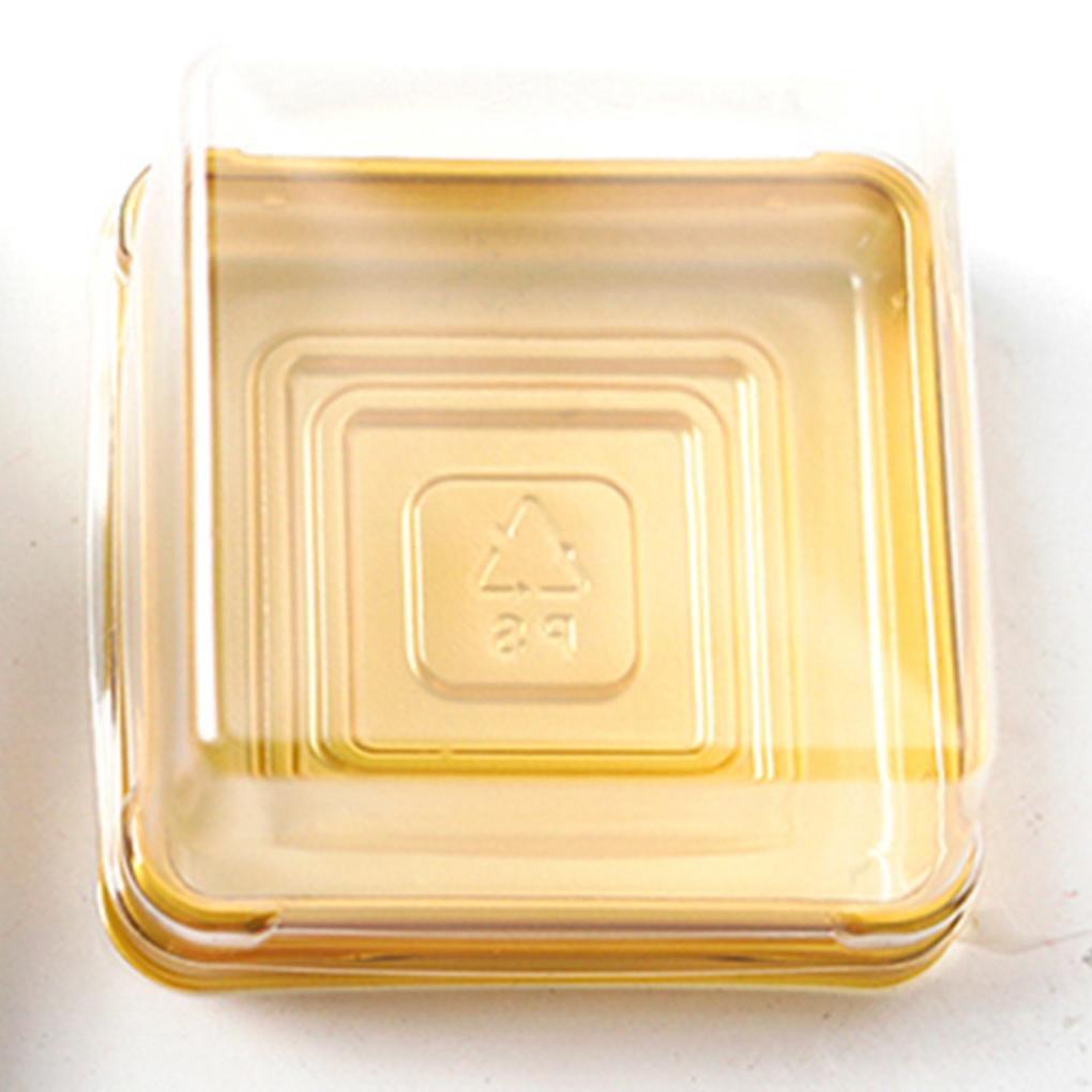 50 шт. Упаковка для лунных пряников, круглая, квадратная, прозрачная, пластиковая, контейнер для кексов, печенья, торта, чашки, черный/золотой