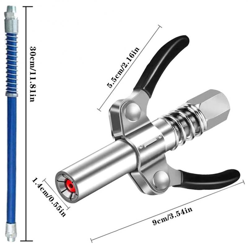 10000PSI Муфта для смазки Нержавеющая сталь 90мм NPTI/8 Герметичная Сверхпрочная Двойная ручка Насадка для инжектора масла Заправочное оборудование