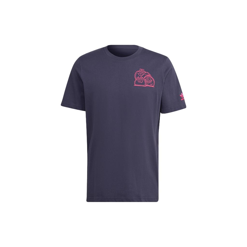 adidas Футболка Originals Trefoil Kevin Lyons с мультяшным принтом на спине, топ унисекс, темно-синий HC7123