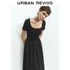 UR 2025 Spring Women's Asymmetrical Short-Sleeve Dress