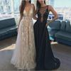 Лето 2025 г. Женское сексуальное кружевное вечернее платье с глубоким V-образным вырезом без рукавов для европейских и американских женщин