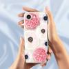 For iPhone 16e Case White and Pink Flower Pattern Printing Straight Edge TPU Phone Back Cover