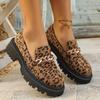 2024 Women's New Loafers Women's British Style Thick Sole Shoes Office Casual Leopard Print Designer Low Top Shoes