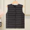 Зимний женский многослойный жилет с сумкой для хранения, тонкий, с застежкой на пуговицы, с круглым вырезом, без рукавов, однотонный, ветрозащитный, сохраняющий тепло, для улицы