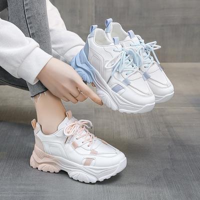 Весна и Осень Элегантные и Удобные Повседневные Женские Туфли на Толстой Подошве Модные Новые Спортивные Туфли с Круглым Носком