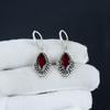 Red Garnet Dangle Earrings, 925 Sterling Silver Handmade Boho Jewelry, Mother's Day Gift