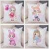 Children's Room Sofa Home Pillowcase Cute Cartoon Girl and Cat  Decoration  Animal Cushion Cover