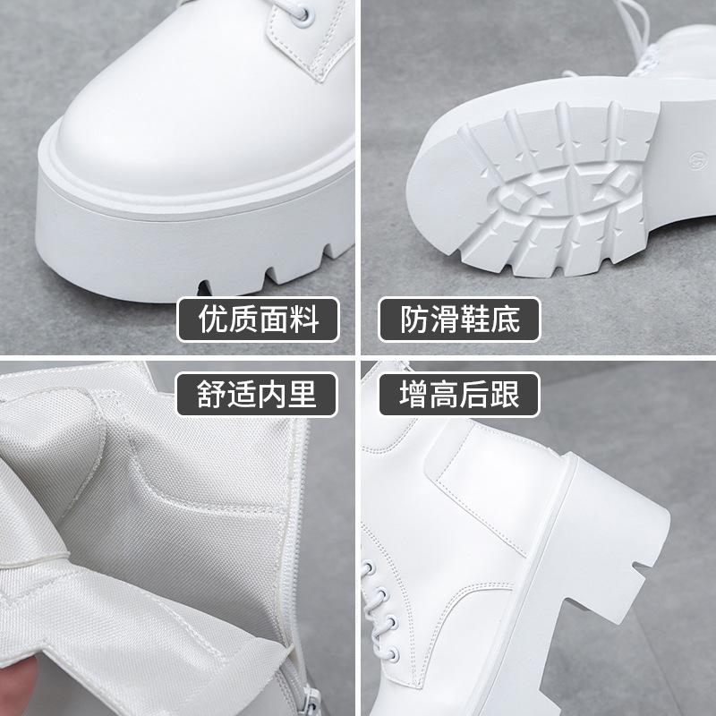 Autumn Winter Ankle Boots for Women Fashion Motorcycle Boots Chunky Heels Casual Lacing Round Toe Platform Boots Shoes Female