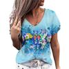 New Floral 3d Printed V-neck T-shirt Street T-shirt Women's Clothing