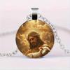 Jesus Holding A Lamb Necklace Pendant, Christian Jesus Glass Pendant Necklace Accessory