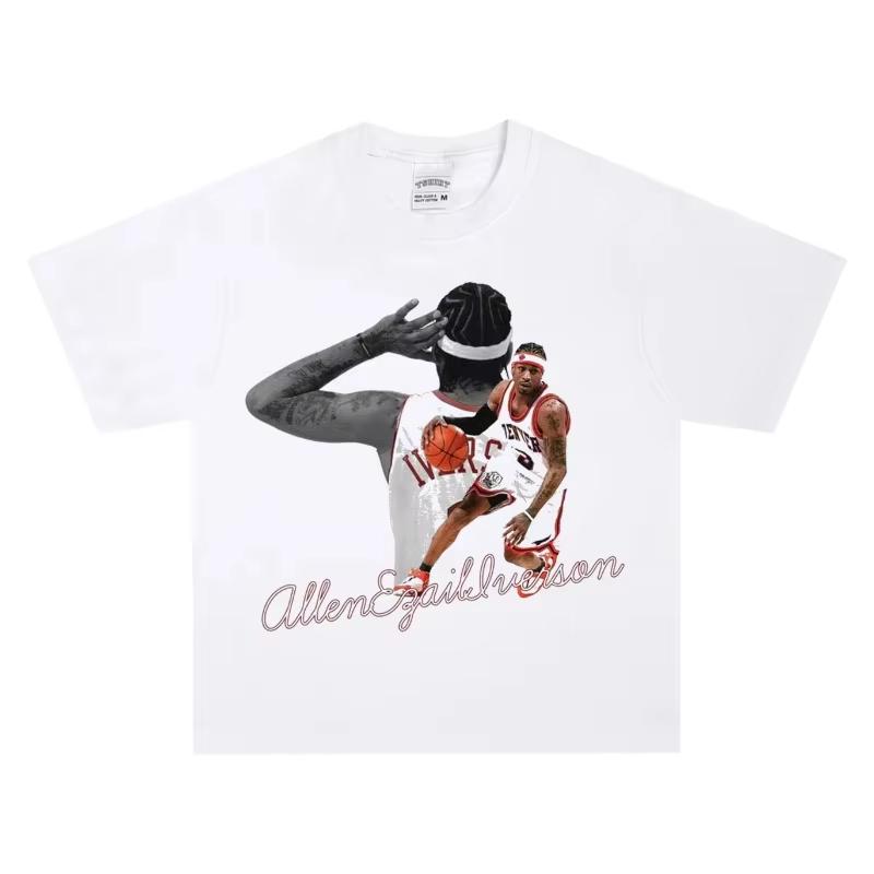 Summer Allentshirt Dual Pose Lightweight Cotton Harajuku Basketball Casual Outdoor Sports Fashion Daily Outfit Trend Wear