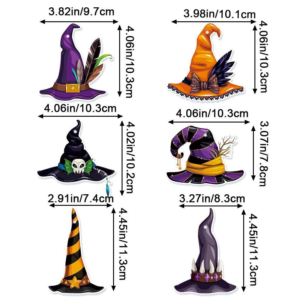 8Pcs Funny Witch Hat Hanging Paper Halloween Hanging Tag Haunted House