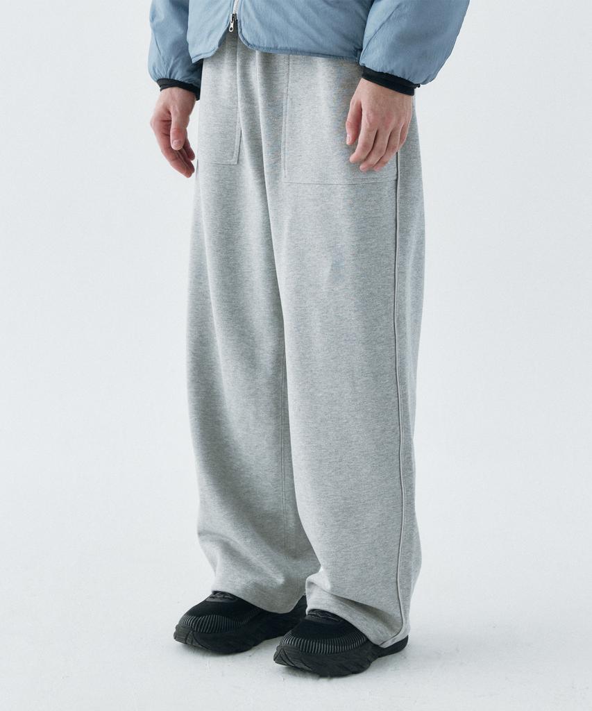 LETTERCOMO Heavy Cotton Piping Wide Sweatpants Gray