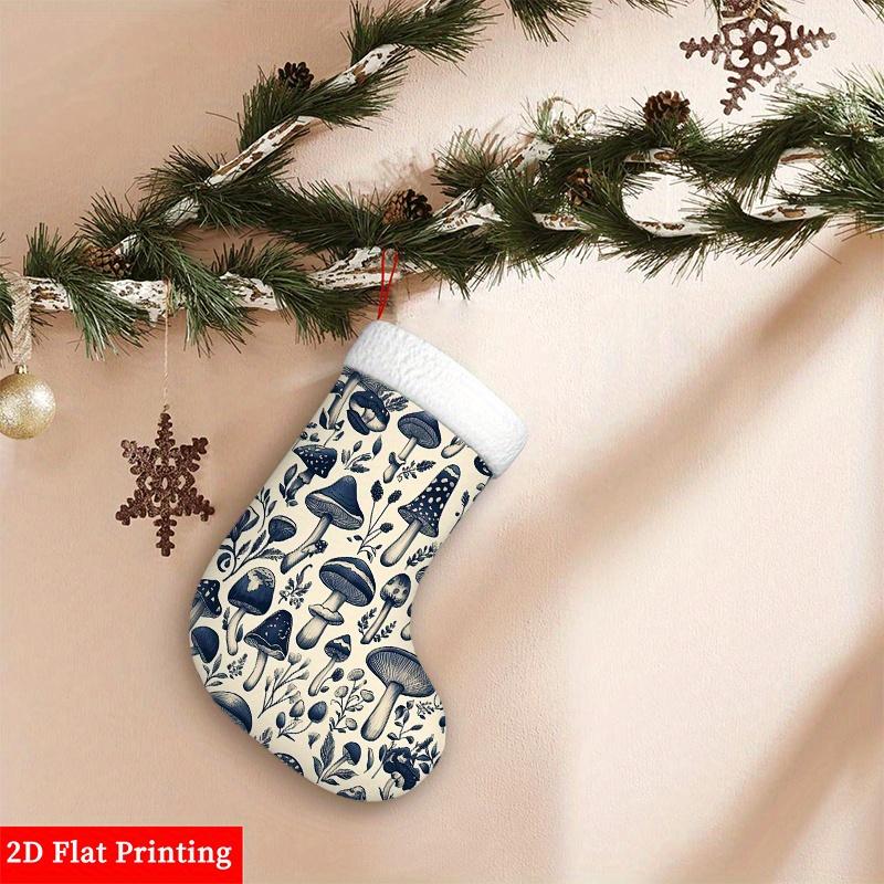 Christmas decoration fireplace hanging stocking 2D Printed Christmas Gift Bag Featuring Mushrooms And Plants i