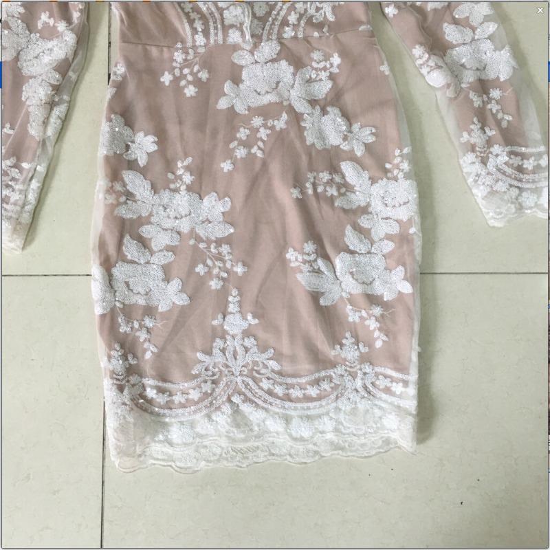 Women's Sexy Deep V Sequins Long Sleeve Dresses