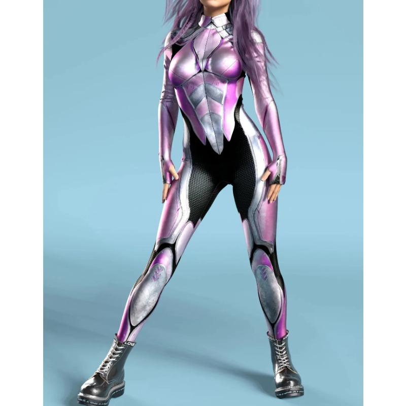 Женский комбинезон с 3D-принтом и черепом, комбинезон с застежкой-молнией спереди, боди Zentai, игровой костюм для вечеринки, женский костюм для косплея, монокини Mujer