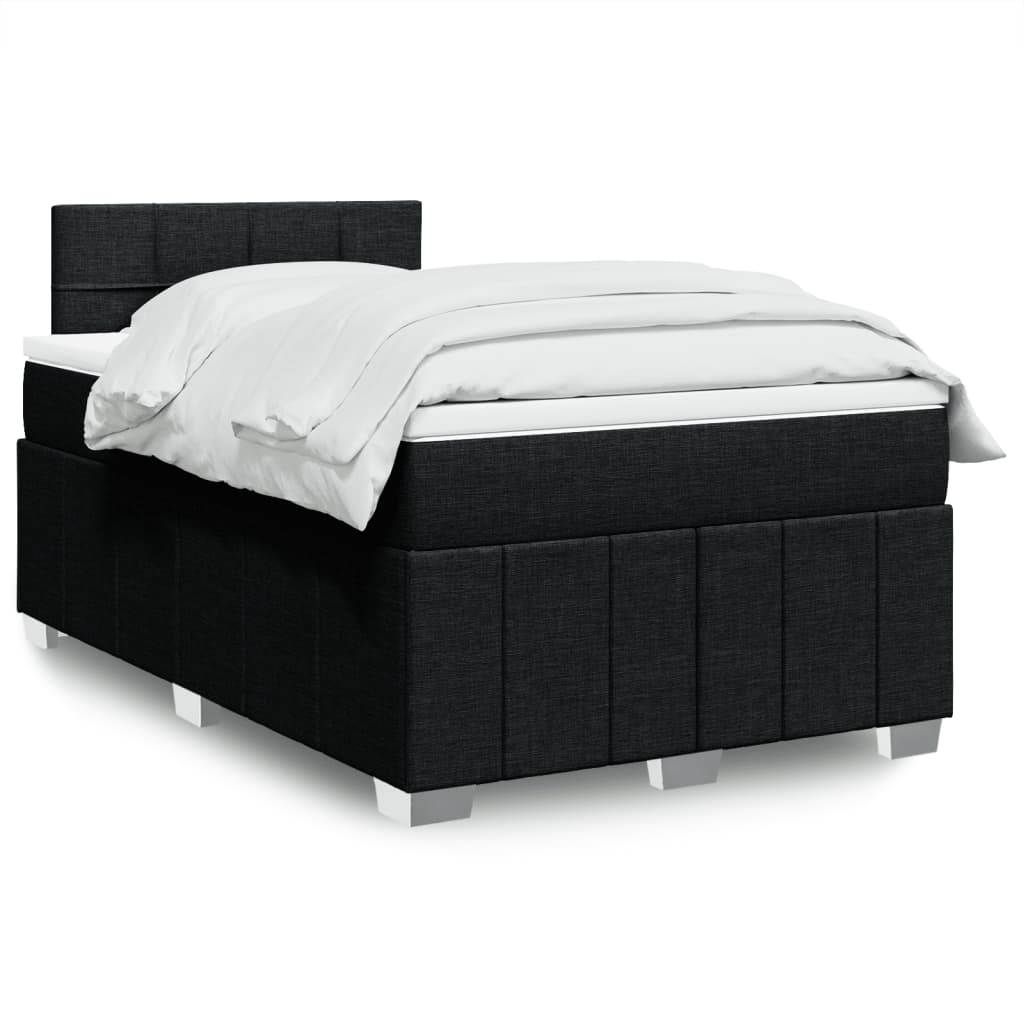 Box Spring Bed with Mattress Black 120x190 cm Fabric