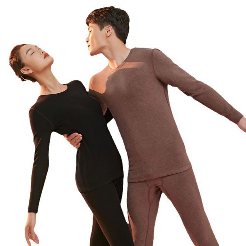 Men Women Thermal Underwear Set Acetate Silk Blend 330g Fleece Lined Warm Base Layer