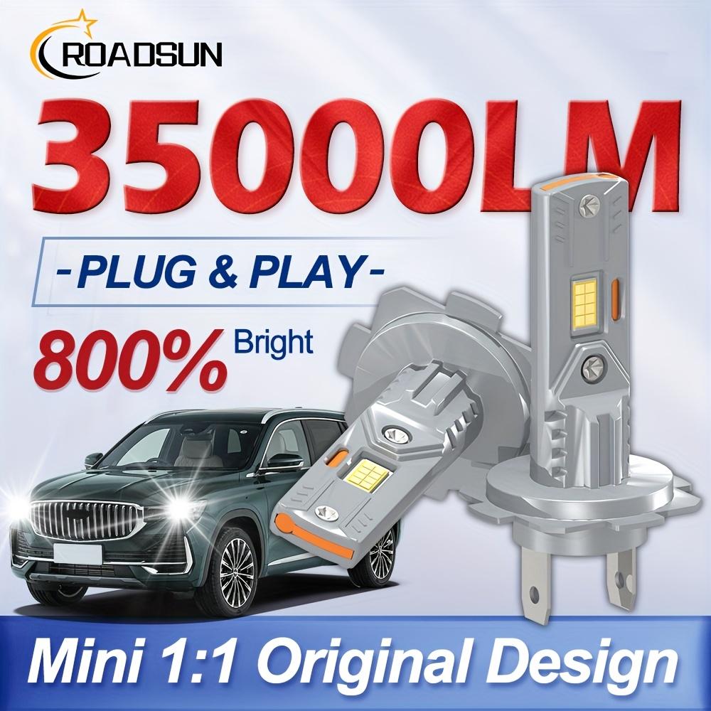 2 шт. roadsun H1 H7 H11 9005 9006 H4 Суперяркая светодиодная автомобильная лампа Белая 6000K Легко установить Чип 3570 CSP Ближний дальний свет для автомобиля