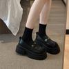 One-pedal Thick-heeled Small Leather Shoes Women's Shoes Spring and Autumn New Thick-soled Heightening British Muffin Loafer Single Shoes