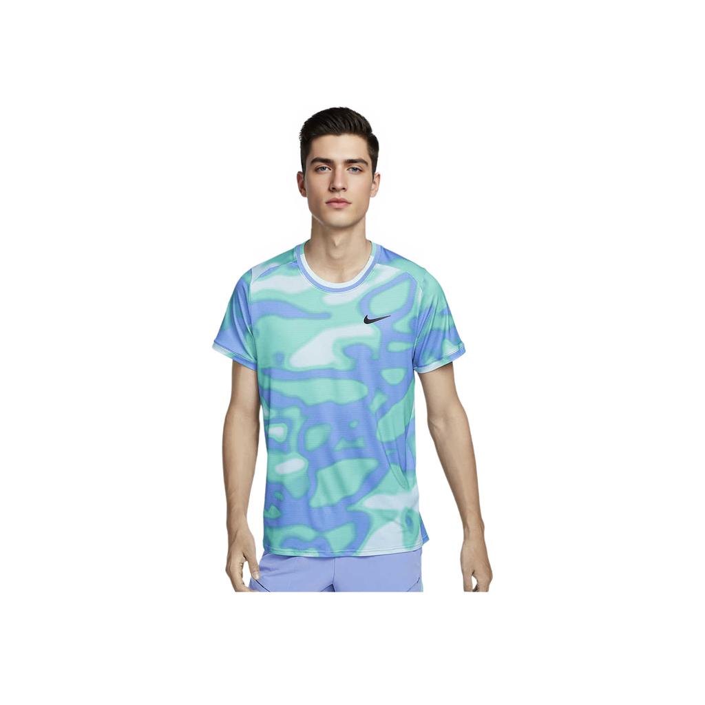 Nike Dri-Fit Повседневная Круглая горловина Быстросохнущая футболка с коротким рукавом Мужские топы Glacier-Blue FQ2109-474