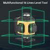 Многофункциональный 4D 16 линий лазерный уровень 3° самовыравнивающийся прибор, работающий от перезаряжаемой литиевой батареи, инструмент для выравнивания 1,2 м