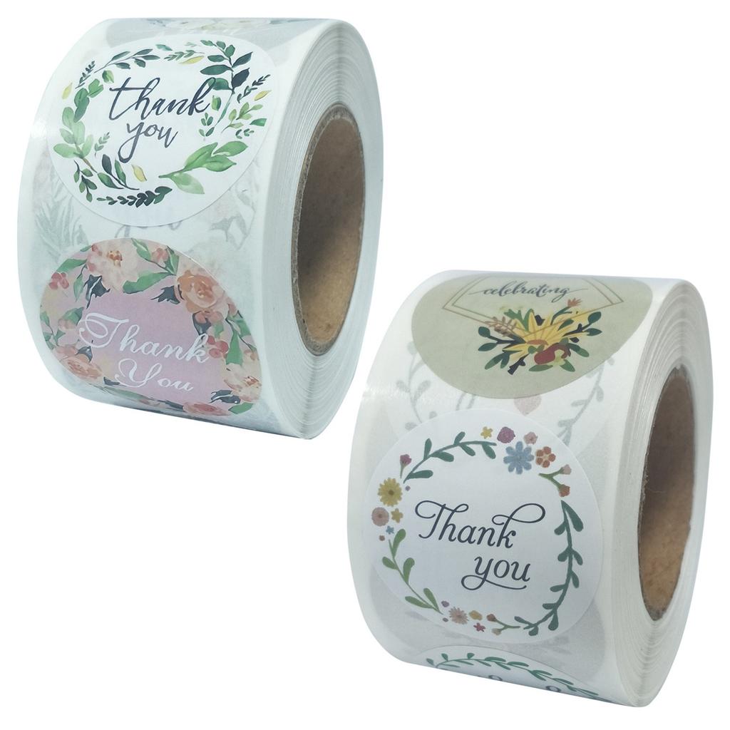 500Pcs/Roll Labels Flower Thank You Stickers Seal Label Handmade Custom Scrapbooking Gift Decoration Stationery Sticker 3.8cm