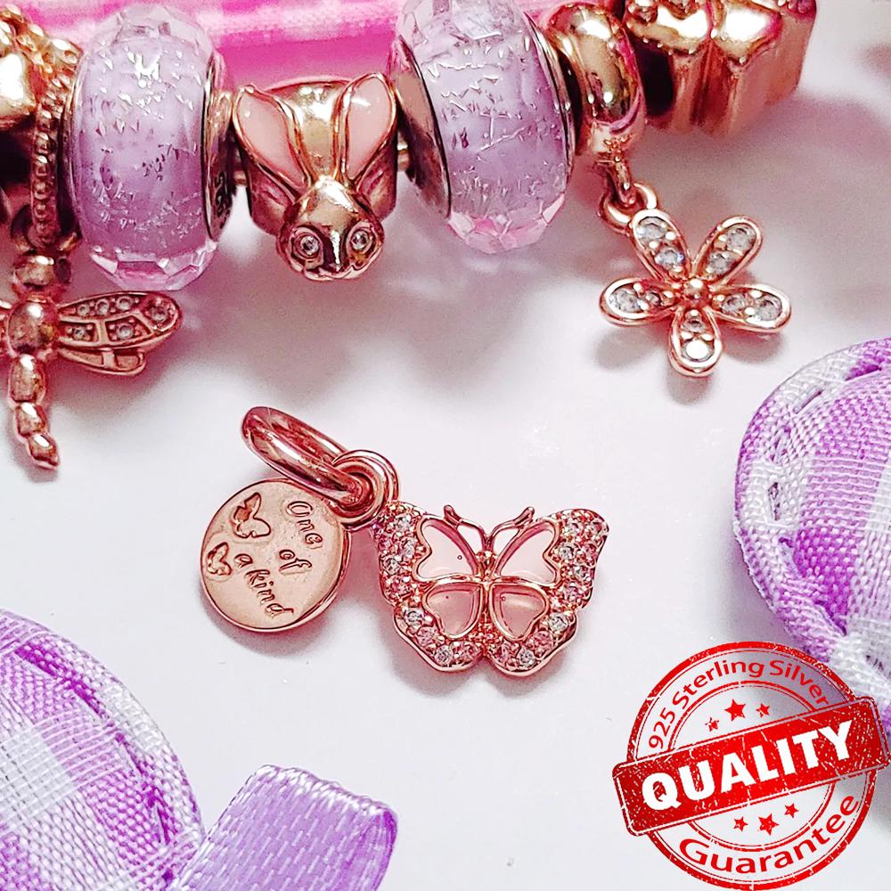 Мода Вечная Любовь Бабочка 925 пробы Серебряный Подвесной Шарм Подходит Оригинальный Браслет Элегантные Ювелирные Изделия Подарки для Женщин
