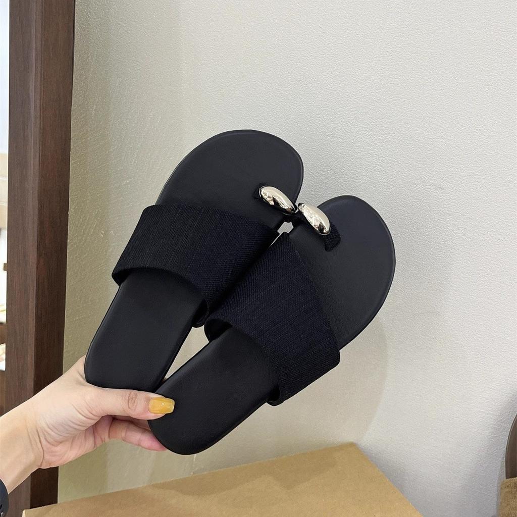 Набор тапочек для пальцев, верхняя одежда, лето, новинка, корейская версия, лен, стиль отпуска, ретро сандалии, мягкие плоские пляжные сандалии