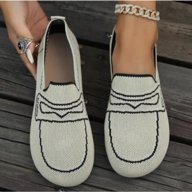 Fashion Leak трикотажные повседневные удобные женские однотонные туфли большого размера, с закругленным носком, простые и универсальные туфли на плоской подошве, шапочки