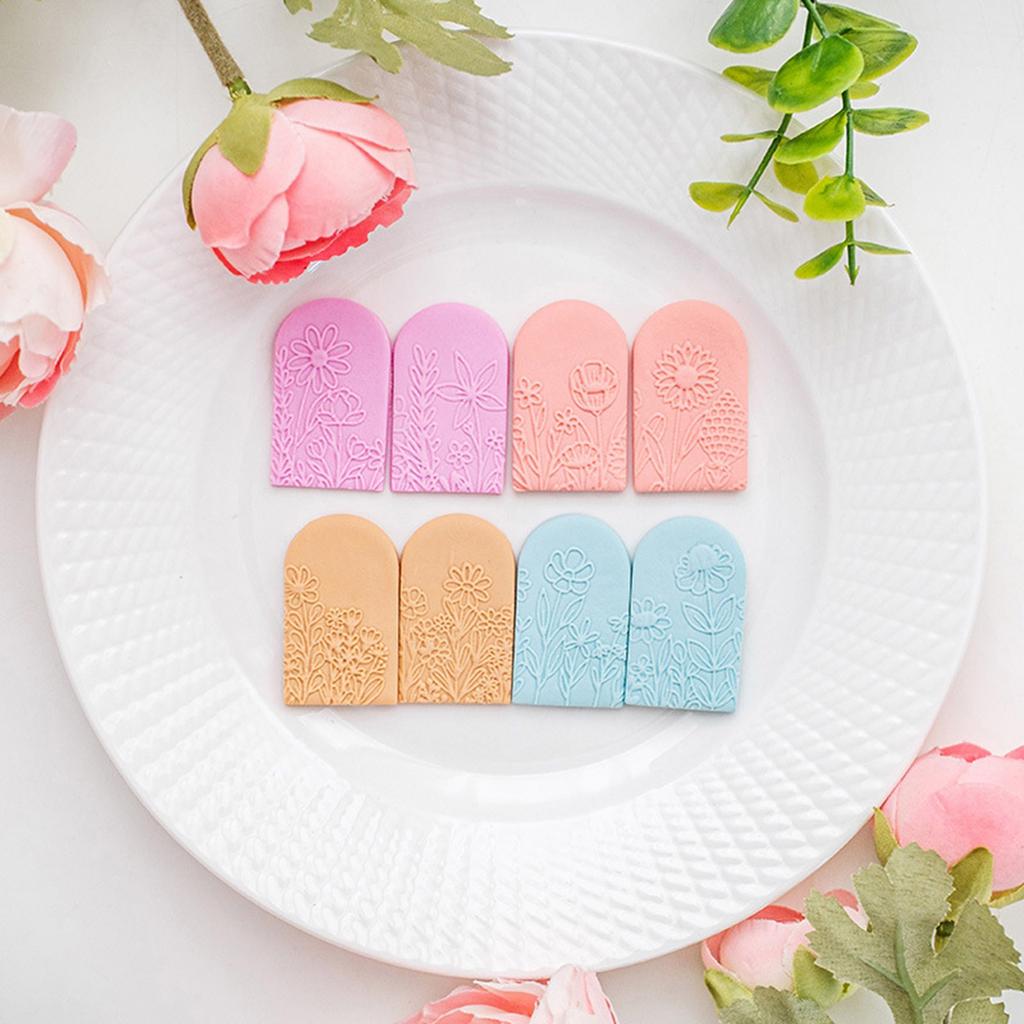 Акриловый ролик для полимерной глины для изготовления серег с цветочными узорами и ручкой с удобным захватом, текстурная форма под коровью шкуру, гончарный инструмент