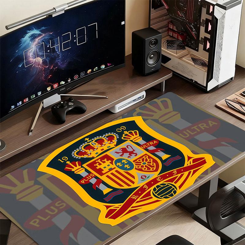 Spain National Football Team Mouse Pad, Large Gaming Desk Mat, Non-slip XXL Mousepad for Laptop & Tablet, Mini PC Playmat with Stitched Edges