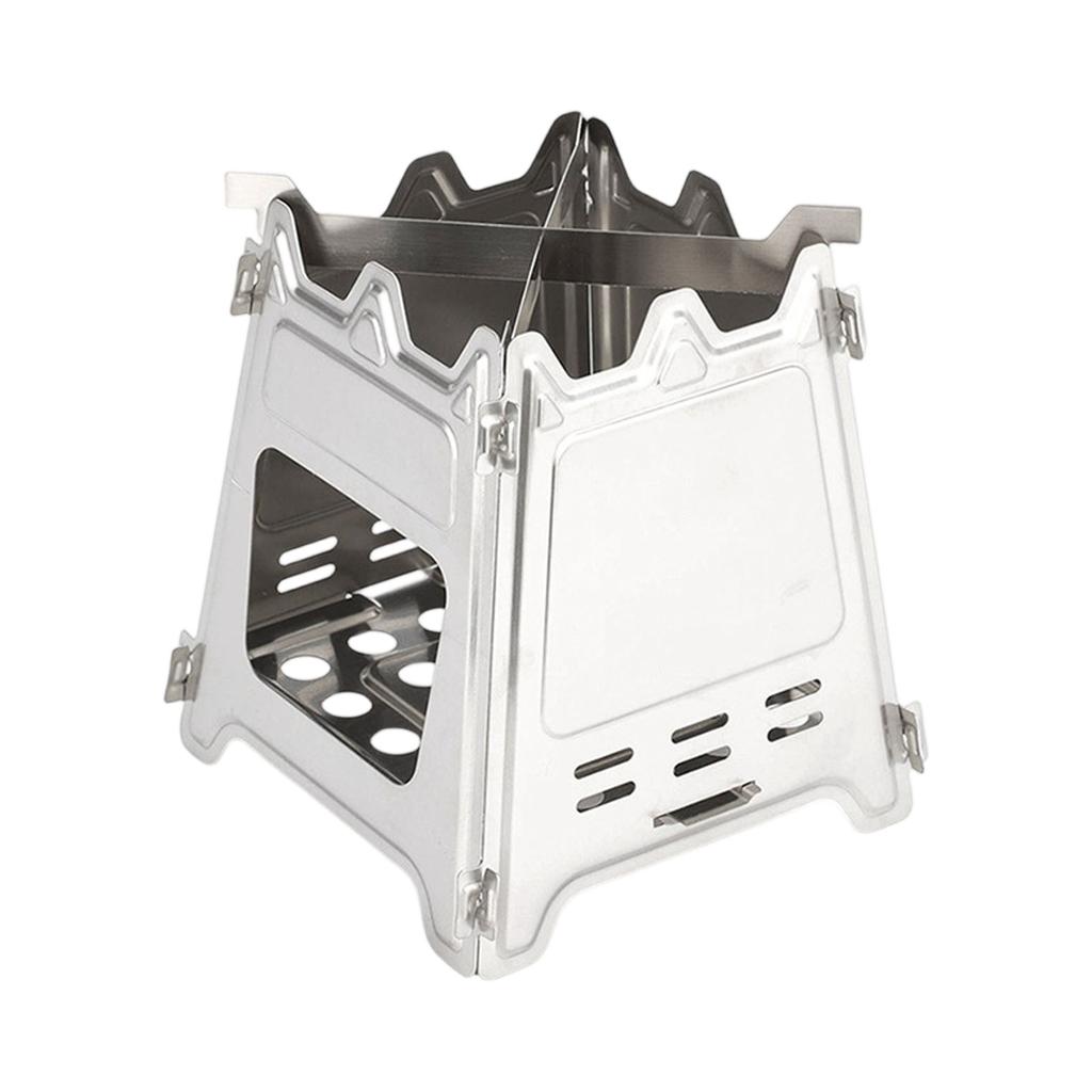 Outdoor Stainless Steel Square Wood Stove Camping Hike Folding Mini Card Portable Multi-function Stove Camping Equipment