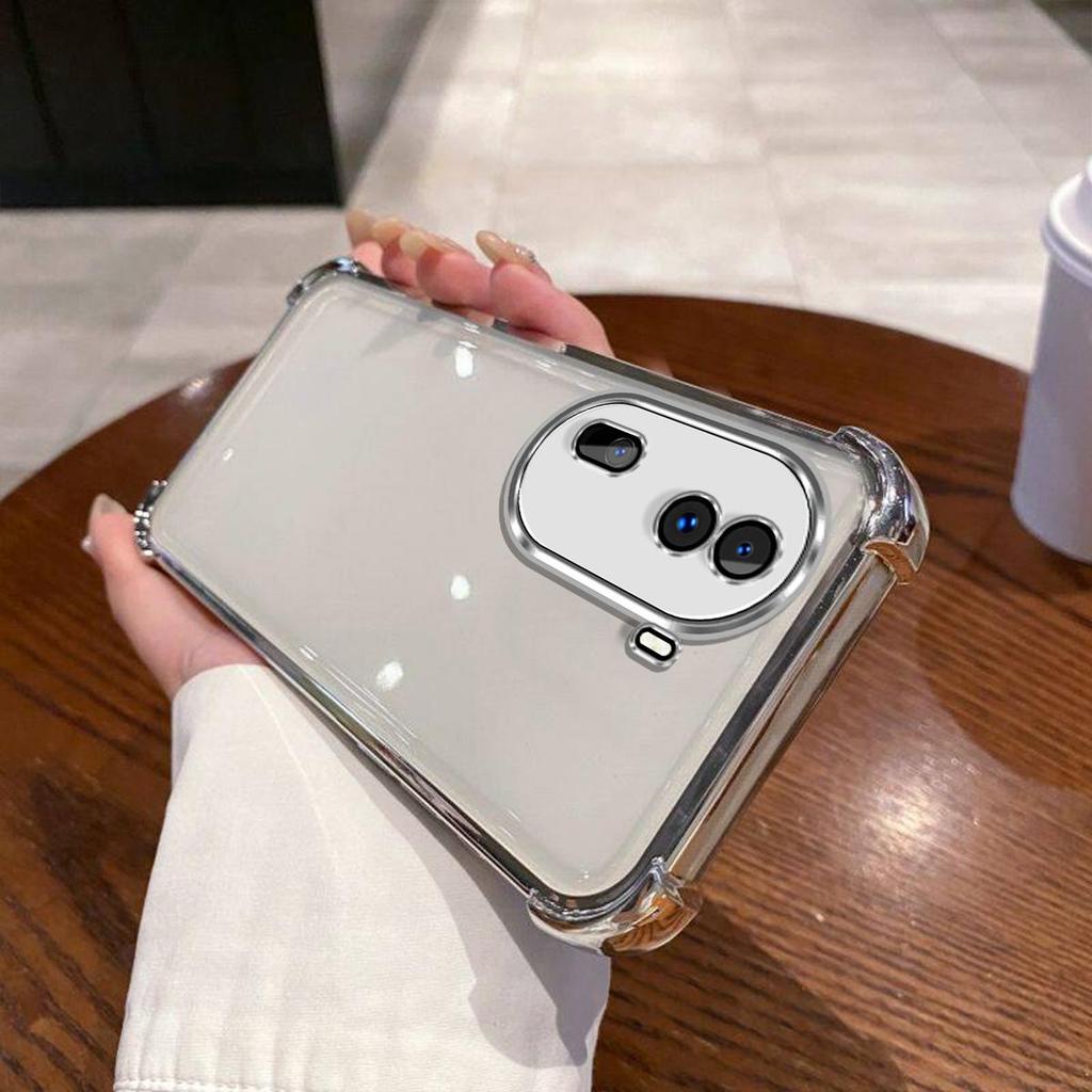 Чехол для OPPO Reno11 Pro 5G с гальванизированной цветной рамкой, прозрачный чехол-бампер для телефона