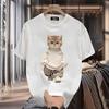 Персонализированная хлопковая футболка с принтом кошки, унисекс, летняя, новая, свободная, повседневная, с круглым вырезом, с коротким рукавом