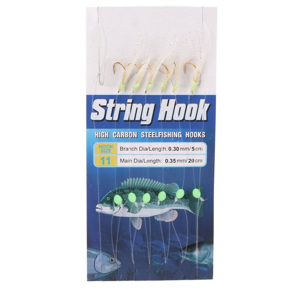 5 Sets with 6 Hooks Fishing Bait Rigs with Luminous Beads Fishing Lure Rigs  Saltwater Fishing
