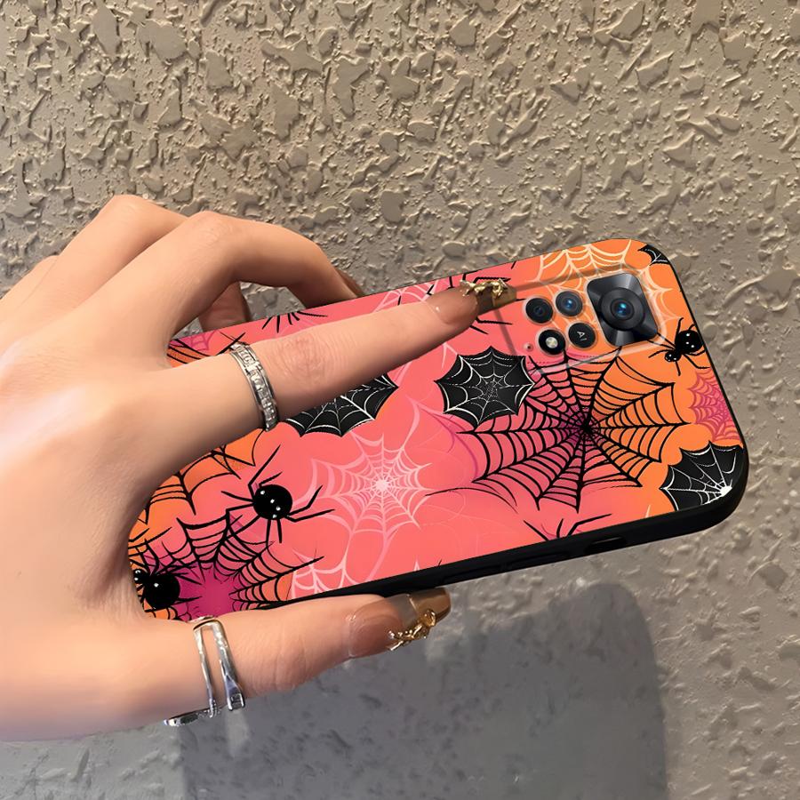 Чехол для Xiaomi Redmi Note 9 10 11 12 Pro 11s 9S 13 14 Pro Plus 7 8 10S 12s Черный Мягкий Чехол для Телефона Тыква Паук
