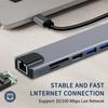 USB-C хаб 8 в 1 Type C 3.1 к 4K HDMI адаптер с RJ45, кард-ридером SD/TF, док-станция PD для компьютера, MacBook, ноутбука