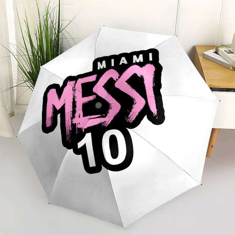 Colorful Messi Logo Design Portable Automatic Umbrella with 8-Rib Sturdy Construction All-Season Use Vibrant Pattern Umbrella Wedding Party Gift