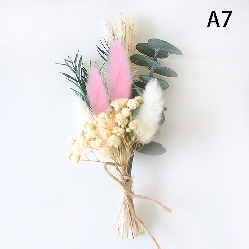 1Pc Mini Natural Dry Flowers Bouquet Boutonnieres Groomsmen Buttonholes Bridesmaid Flower Corsage Brooch Christmas Wedding Decor