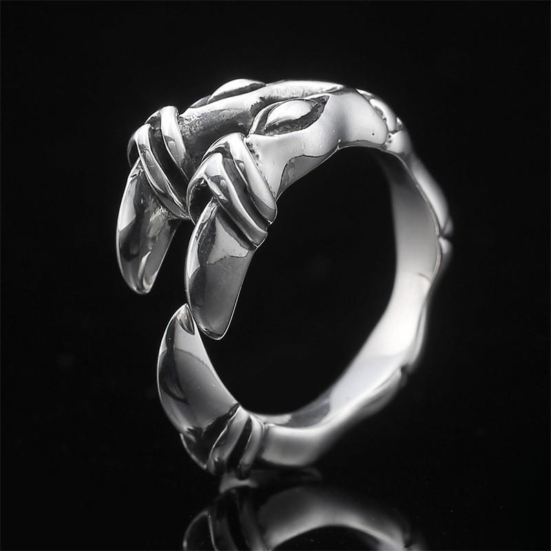 Adjustable Vintage Wolf Tooth Claw Ring In Sterling Men Women Retro Geometric Open Finger