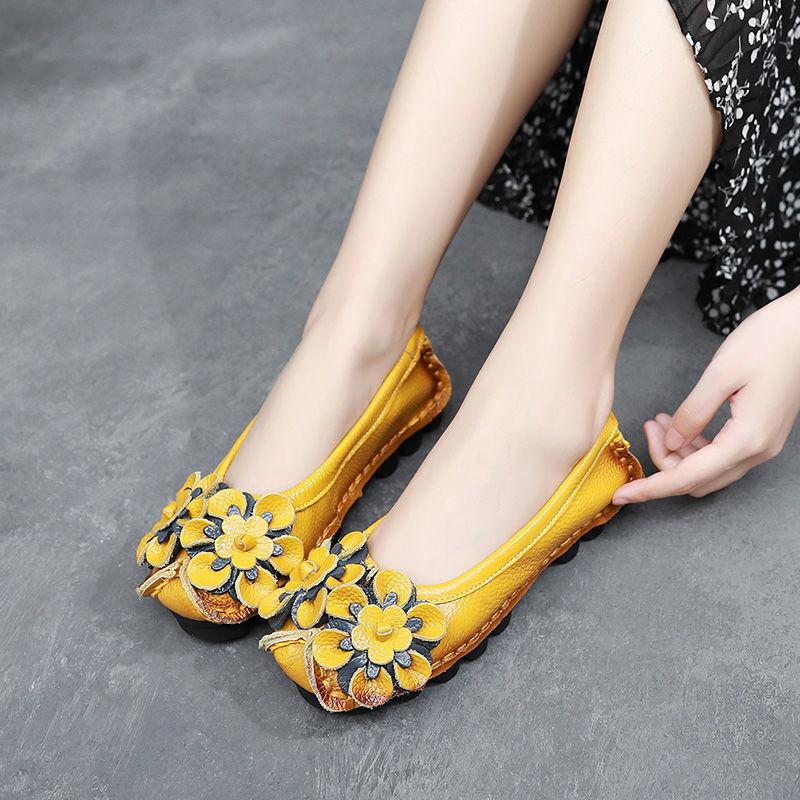 Высококачественные балетки с цветочным принтом в стиле ретро, женская обувь, новые трендовые лоферы, женская обувь из натуральной кожи, женские шлепанцы, мягкие мокасины