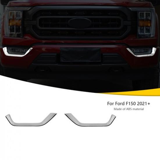 2x Front Fog Light Lamp Eyebrow Cover Trim Bezles For Ford F150 - Chrome